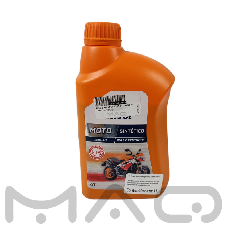 ACEITE REPSOL SPORT 4T 10W40 1L 100% SINTETICO - Tienda GMK & MAQ